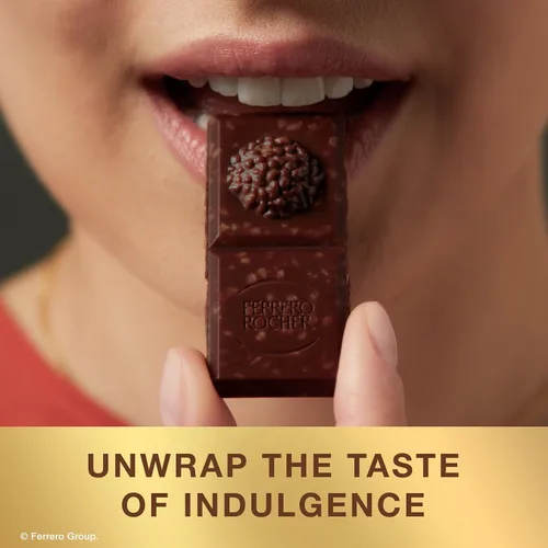 Vista 10 de Ferrero Rocher Barra de chocolate premium, 70% de chocolate amargo, avellana y relleno de cacao, 8 unidades, 3.1 onzas cada una