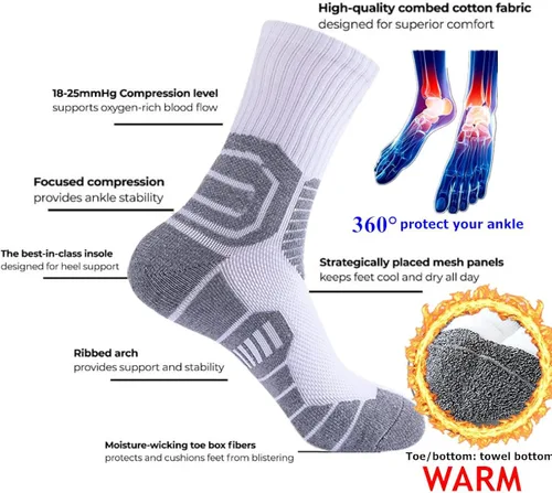 Vista 4 de WIFFGO Calcetines acolchados atléticos para hombre para correr compresión entrenamiento talla 6-14 calcetines deportivos para exteriores