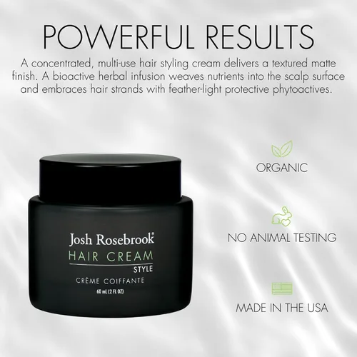 Vista 2 de Josh Rosebrook Hair Cream - Crema para el cabello que crea altura, separación y textura en peinados cortos a largos - 2.0 fl oz - 2 Oz