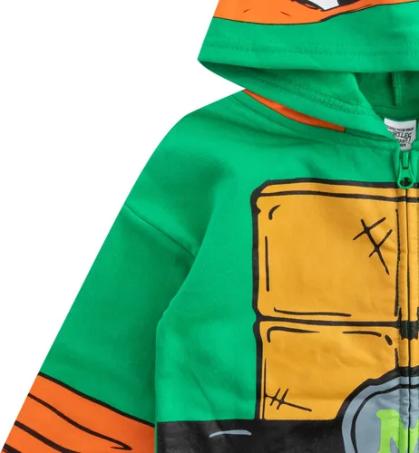 Vista 2 de Nickelodeon Teenage Mutant Ninja Turtles Michelangelo - Sudadera con capucha para niños grandes Verde