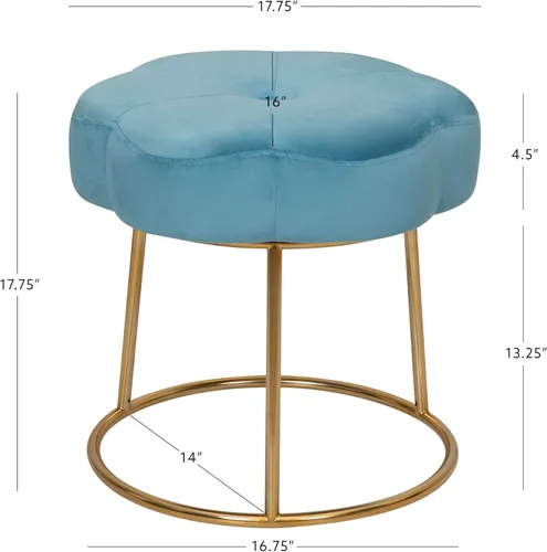 Vista 3 de Linon Talulah - Taburete decorativo y tocador azul claro y dorado