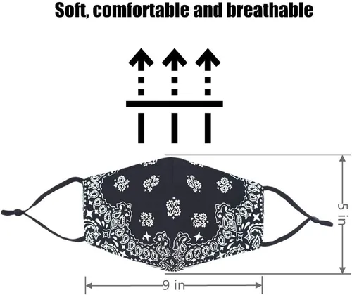 Vista 5 de Bandana de la cubierta de la cara, máscara de tela de algodón suave media cara protectora, pasamontañas de cachemira unisex de moda, Balaclava