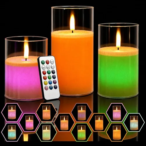 Vista 15 de Velas de té recargables sin llama con temporizador remoto y base de carga, velas LED que funcionan con pilas, velas USB para otoño, boda, Navidad