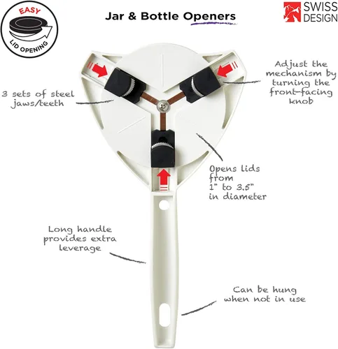 Vista 2 de KUHN RIKON Abridor de agarre sin esfuerzo para frascos y botellas, 10 x 5 x 2.25 pulgadas, blanco