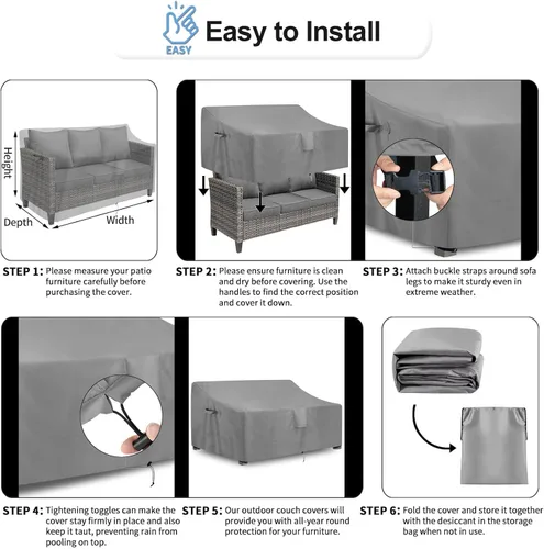Vista 6 de OutdoorLines Funda impermeable para sofá de 3 plazas para patio al aire libre, resistente a los rayos UV, fundas para muebles de patio, resistentes