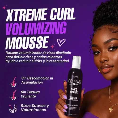 Vista 2 de EBIN NEW YORK Curl & Twist Xtreme - Mousse para rizos voluminizadores