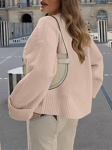 Vista 99 de LOGENE Suéter de gran tamaño para mujer, cuello redondo, manga larga, suave, mullido, suéter de punto 2025 para otoño e invierno