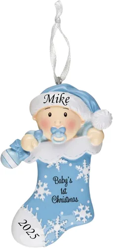 Vista 14 de Adorno de la primera Navidad del bebé 2025 – Recuerdo personalizado de las fiestas – Adorno personalizado de mi primera Navidad para bebé y nieto