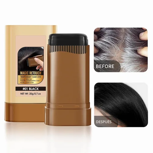 Vista 3 de Barra de color para el cabello, tinte para cabello gris, impermeable y resistente al sudor, cobertura uniforme y efectiva, fácil de usar, fórmula