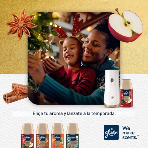 Vista 6 de Glade Recambio automático en aerosol, ambientador, manzana caliente y especias, 6.2 onzas