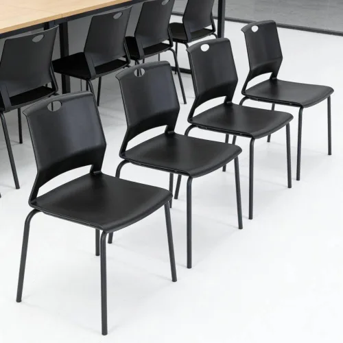 Vista 6 de Juego de 4 sillas apilables de plástico para recepción y invitados