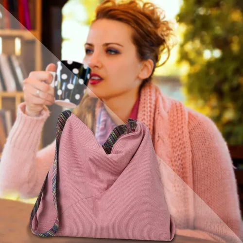 Vista 6 de Bolso de mano de pana para mujer, bolso cruzado Hobo para mujer con correa de guitarra, bolso de mensajero de lona para la escuela, el trabajo