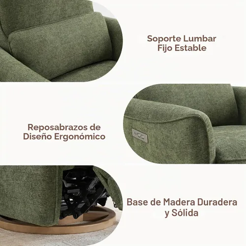 Vista 5 de CHITA Silla reclinable giratoria eléctrica, mecedora para guardería, verde