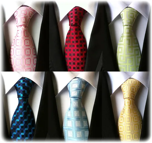 Vista 126 de WeiShang Lote de 6 corbatas clásicas de seda para hombre, corbatas tejidas jacquard