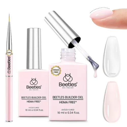 Vista 25 de Beetles - Gel constructor para uñas, 2 unidades de gel transparente 8 en 1 para ápice instantáneo, fortalecimiento y extensión, apto