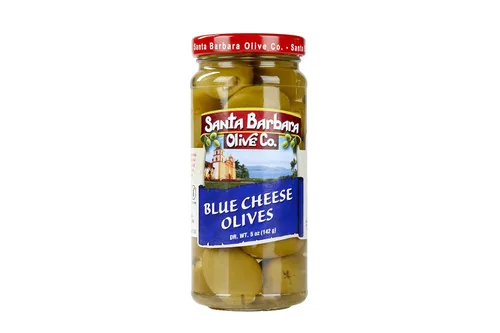 Vista 2 de Santa Bárbara - Aceitunas rellenas de queso azul, paquete de 3, 5 onzas