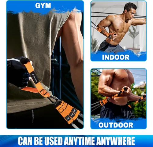 Vista 4 de Juego de bandas de resistencia – Bandas de ejercicio pesadas con asas, anclaje de puerta, correas de tobillo – Bandas de fitness para entrenar