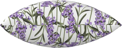 Vista 4 de Fundas de almohada de flores de lavanda moradas con ilustración vectorial floral, funda de almohada decorativa para el hogar, sofá, oficina, 18 x 18