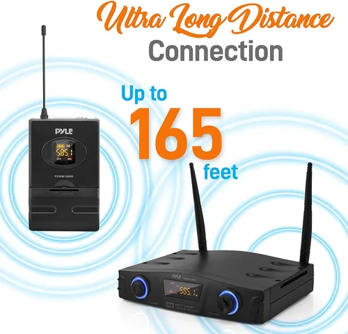 Vista 5 de PYLE Sistema de micrófono inalámbrico UHF compacto - Juego de receptor de micrófono digital de escritorio profesional de 1 canal con transmisor