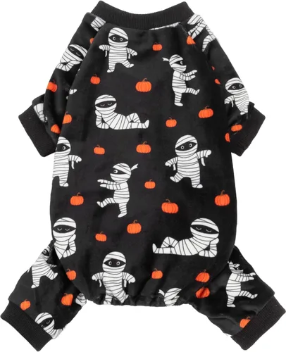 Vista 12 de Fitwarm Pijama de béisbol de forro polar para perro, ropa acogedora de invierno para perros pequeños, niños y niñas, mameluco divertido