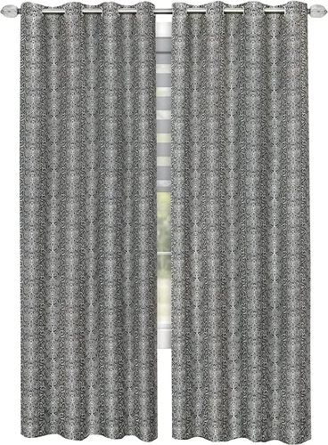 Vista 3 de Achim Home Furnishings Python - Panel de cortina con ojales, 52 x 84 pulgadas, negro/plateado