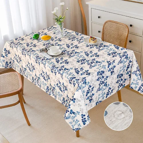 Vista 19 de MYSKY HOME - Mantel para mesa rectangular, impermeable, manteles de algodón suave para interior/exterior, mantel sin arrugas para mesa rectangular