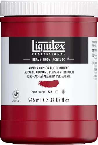 Vista 48 de Liquitex Pintura acrílica profesional de alto espesor, envase de 473 ml, tono carmesí alizarina permanente Alizarin Crimson Hue Permanente