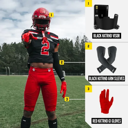 Vista 6 de Visera de fútbol americano Nxtrnd VZR1, tecnología de lente plana, se adapta a cascos de fútbol americano para adultos y jóvenes