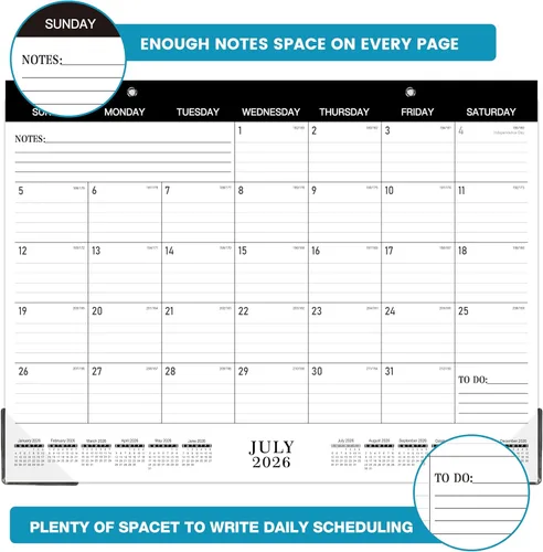 Vista 5 de Calendario de escritorio 2026, enero de 2026, diciembre de 2026, calendario de escritorio/pared de 12 meses, 15 x 12 pulgadas, papel grueso