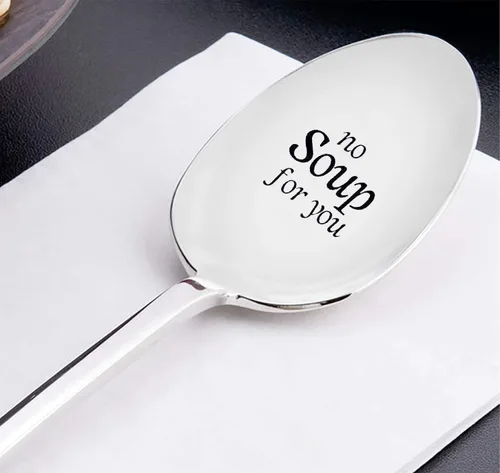 Vista 3 de Sin sopa para ti -cita Seinfeld- Regalo Seinfeld, inspirado en el famoso episodio de "Soup Nazi" - Diseño de tomillo dulce, cuchara de sopa