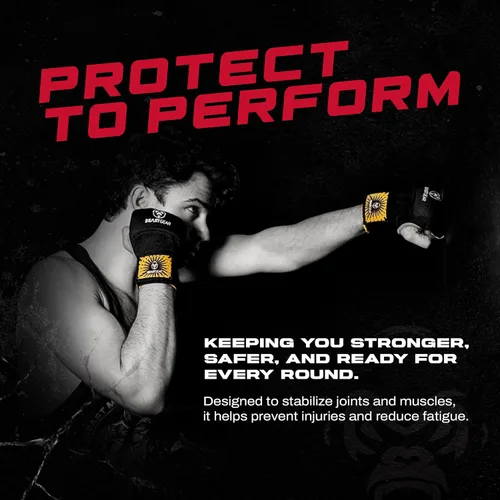 Vista 3 de Beast Gear Guantes interiores de boxeo con relleno de gel, correas de muñeca rápidas de 39.4 in para hombres y mujeres - MMA, Muay Thai, Kickboxing