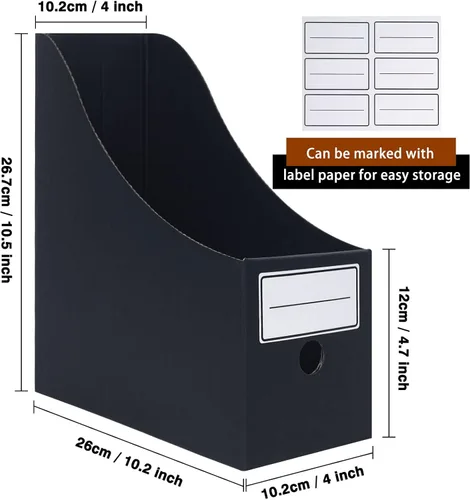 Vista 6 de Soporte para archivos de revista (paquete de 6), soporte de cartón para archivos, organizador de documentos, organizador de archivos de escritorio