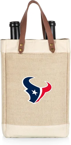 Vista 8 de PICNIC TIME NFL Pinot - Jute 2 Bottle Insulated Wine Bag - Wine Tote Bag - Wine Gift Bag, (Beige)
