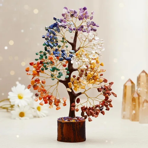 Vista 7 de Árbol de 7 chakras, árbol de la vida de cristal, árboles de Feng Shui, energía positiva, regalo de meditación, cristales y piedras, artículos