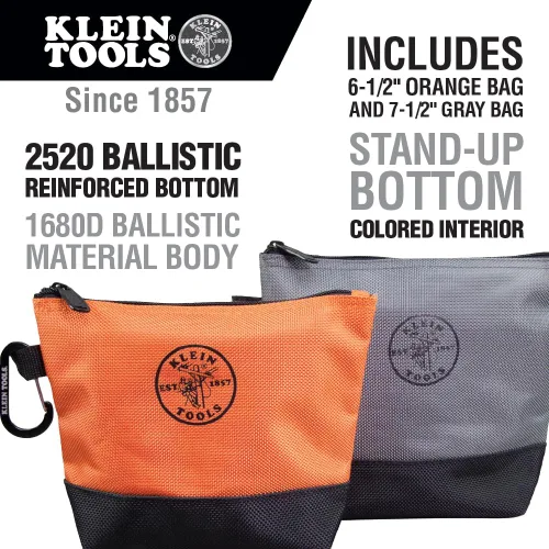 Vista 2 de Klein Tools 55470 - Bolsa utilitaria, bolsas de herramientas con cremallera de pie, tejido balístico resistente 1680d, parte inferior reforzada
