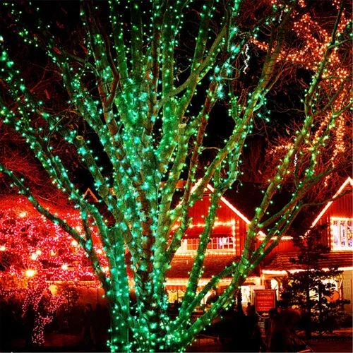 Vista 3 de Iluminación del hogar de 66 pies. Mini luces decorativas de Navidad de 200 luces LED de alambre verde, luces de hada estrellada enchufables, 8 modos