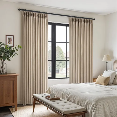 Vista 18 de Topfinel - Cortinas opacas plisadas de 96 pulgadas para dormitorio, 2 paneles Natural