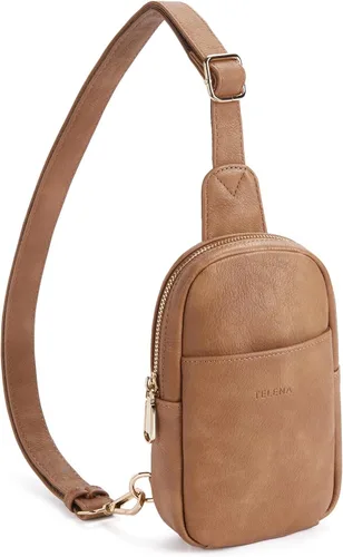 Vista 99 de Telena Riñonera pequeña para mujer, de cuero, cangureras, bolsa de pecho para mujer