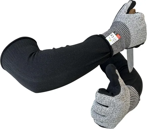 Vista 6 de Guantes y mangas de nitrilo resistentes a los cortes con protección EN388 Nivel 5 Negro