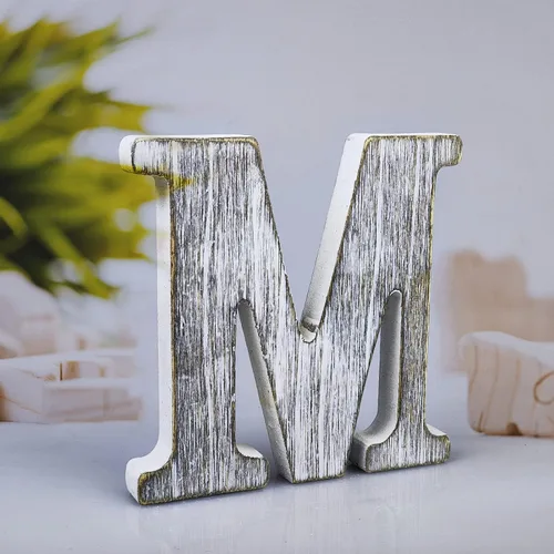 Vista 30 de Letras de madera rústica sin terminar de 4 pulgadas para decoración de pared, letras decorativas de pie en rodajas, decoración de tablero