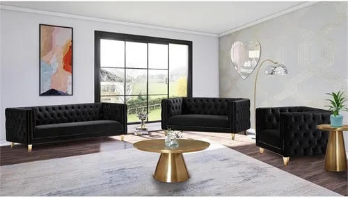 Vista 8 de Pemberly Row Sofá de terciopelo con acabado negro de galleta profunda moderna/contemporánea