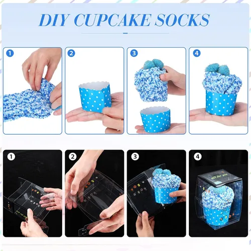Vista 4 de SATINIOR 4 Pairs Valentine's Day Cupcake Socks Gifts for Women Girl Fuzzy Fluffy Sock DIY Present Socks Birthday Gifts