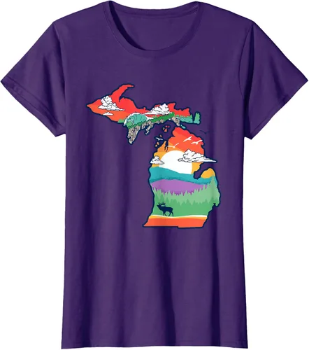 Vista 9 de Michigan Outside - Camiseta con ilustración artística