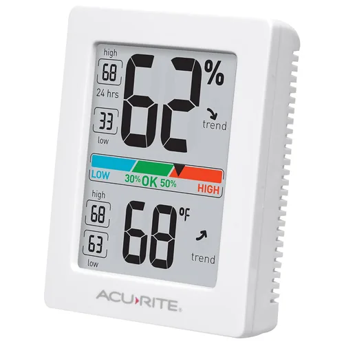 Vista 2 de AcuRite Medidor de humedad higrómetro y termómetro digital para interiores con medidor de temperatura y medidor de humedad, termómetro de Blanco