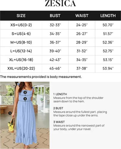 Vista 5 de ZESICA Women's 2023 Summer Boho Spaghetti Strap Square Neck Solid Color Ruffle A Line Beach Long Maxi Dress