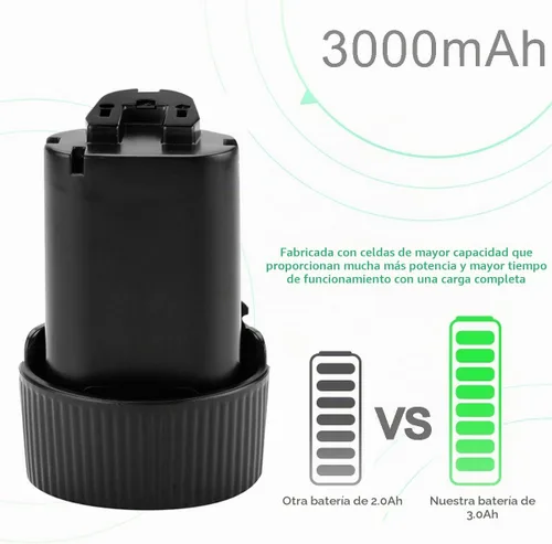 Vista 2 de Shentec Paquete de 2 baterías de 10.8 V 3000 mAh compatibles con Makita BL1013