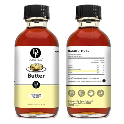 Vista 9 de Dolce Flav Extracto de mantequilla – 2 onzas soluble en agua, Kosher, sin azúcar, sabor concentrado de mantequilla de imitación para hornear