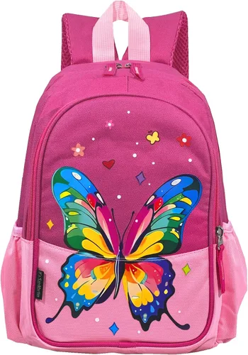 Vista 8 de Mochila de Viaje Preescolar para Niños Pequeños de 11 Pulgadas, Mochila Diaria Genial y Linda con Dibujos Animados, Rosa (Butterfly Pink)