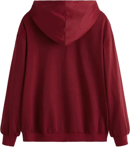 Vista 2 de SweatyRocks Sudadera con capucha para mujer con estampado de letras manga larga sudadera con capucha