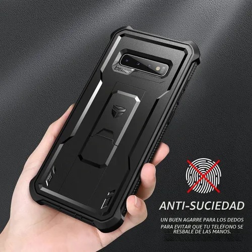 Vista 3 de Dexnor Funda para Samsung Galaxy S10+ Plus, [protector de pantalla y soporte integrados] Protección de grado militar resistente a prueba de golpes